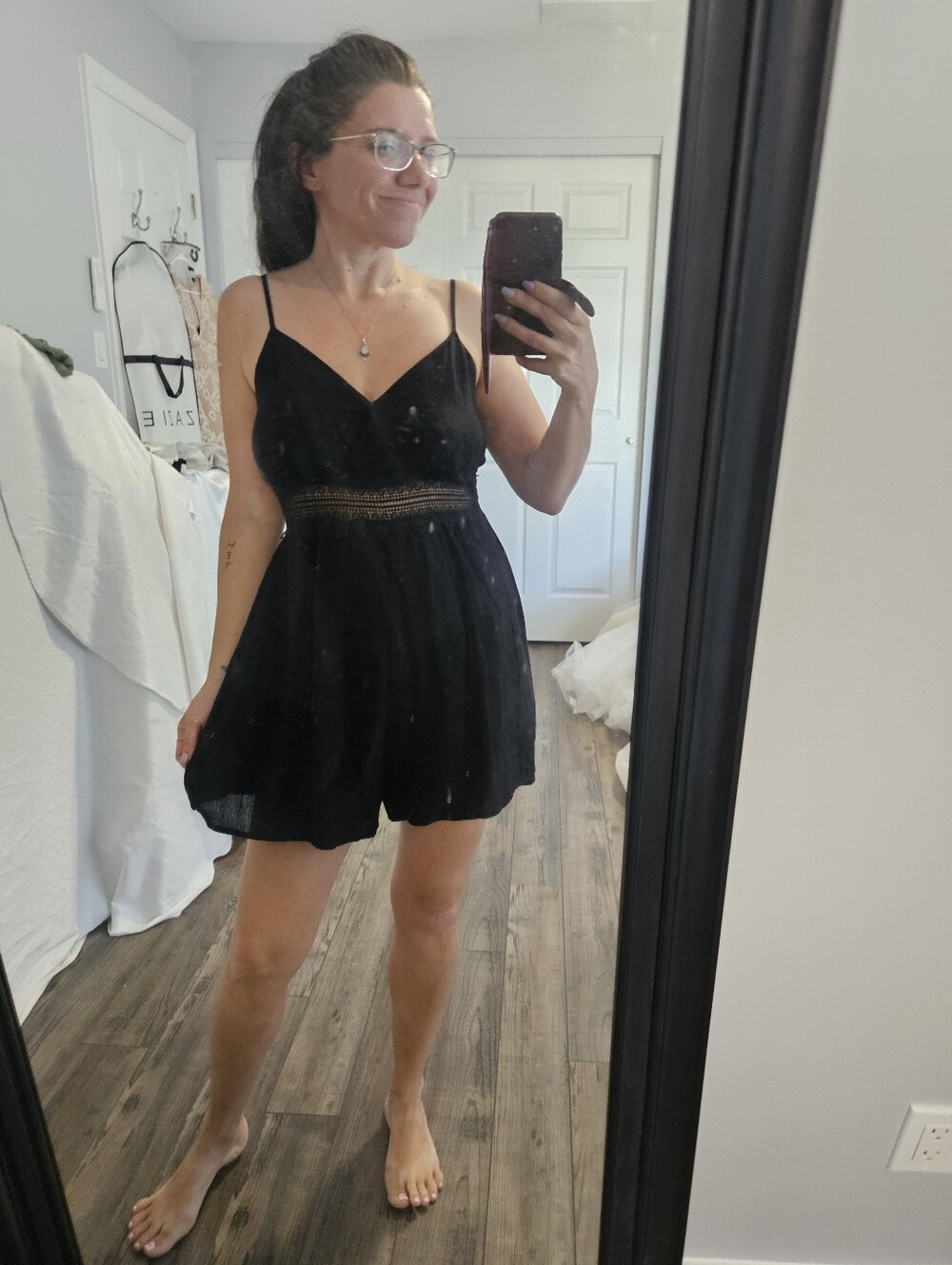 Active USA Black V-Neck Romper